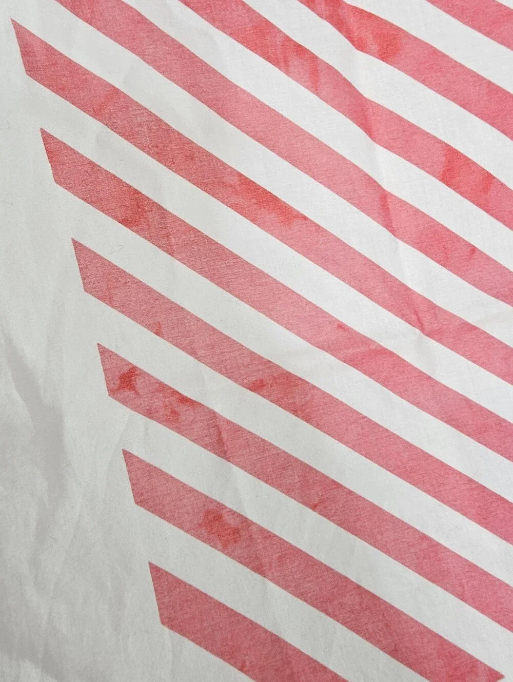 Marimekko Red and White Diagonal Stripe Cotton Square Scarf